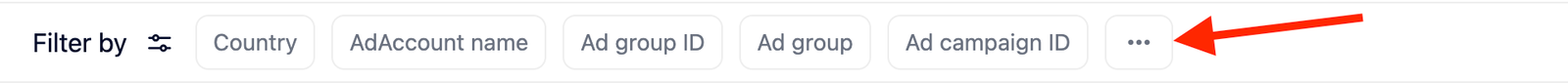 Toolbar at the top of the Imports screen with an arrow pointing to the three-dot button.