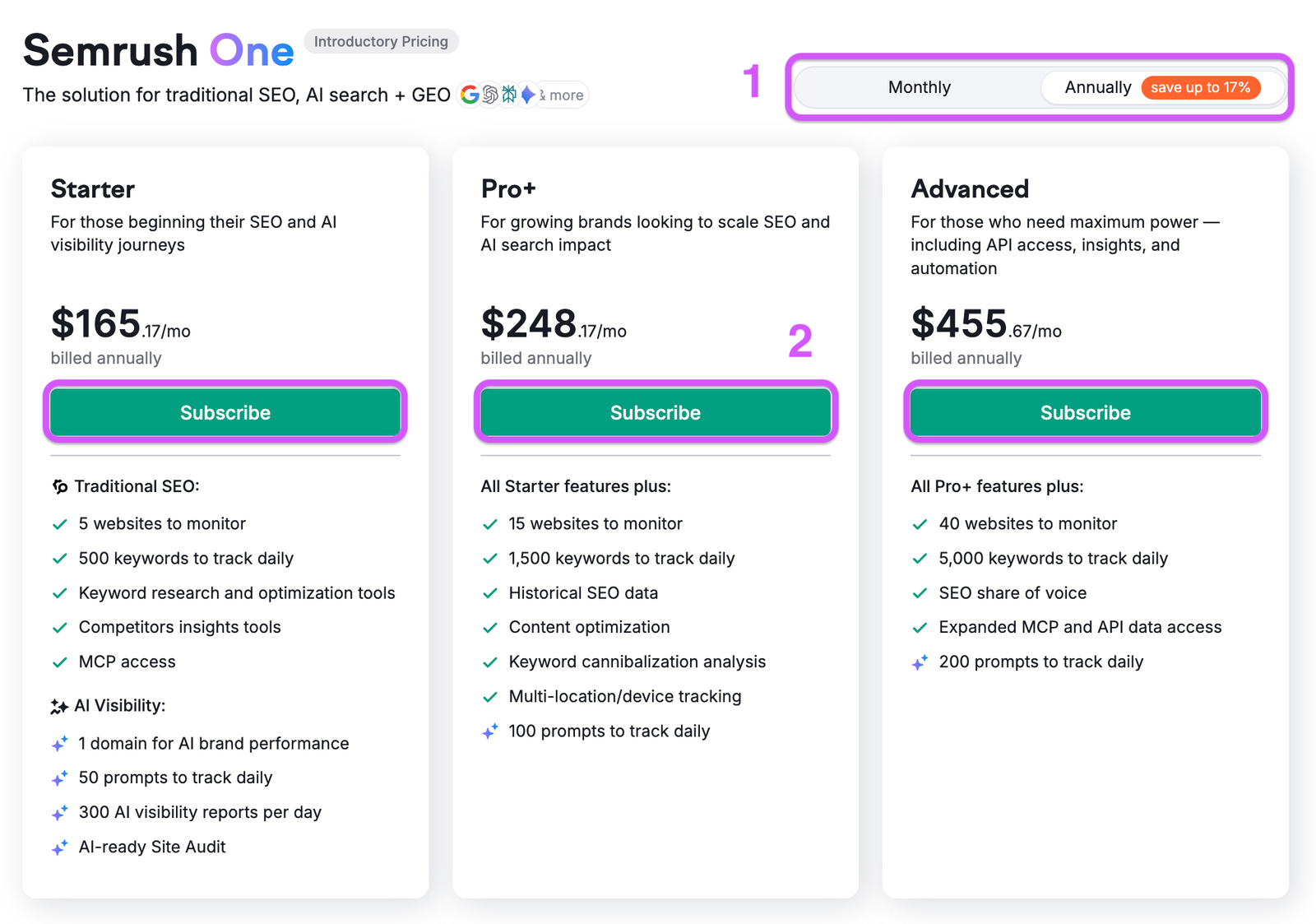 Semrush Plans Comparison: Semrush One vs SEO Toolkit image 3
