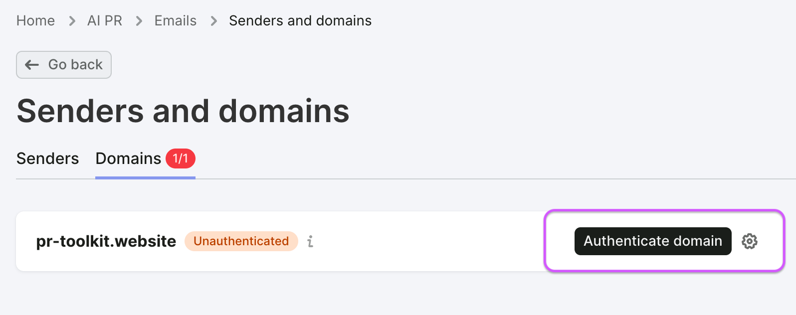 Adding and authenticating your sending domain image 3
