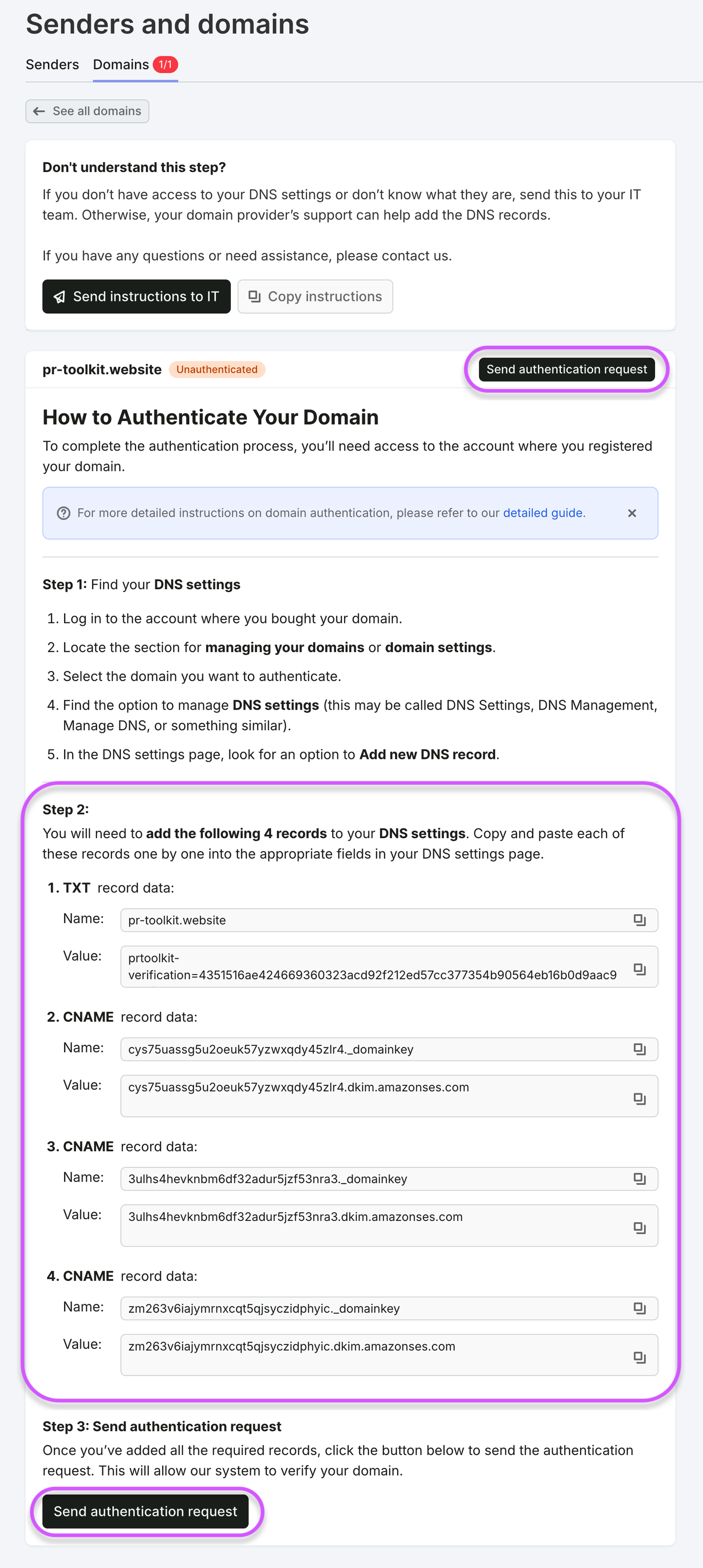 Adding and authenticating your sending domain image 4