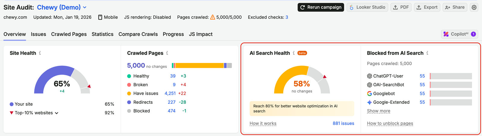 AI Search Health in Site Audit image 1